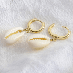 Lisa Angel Accessories Gold Shell Huggie Hoop Earrings