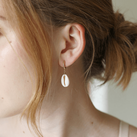 Lisa Angel Accessories Gold Shell Huggie Hoop Earrings