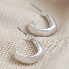 Cedar and Cypress Designs Accessories Wide Irregular Shape Hoop Earrings in Silver