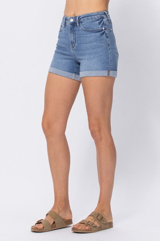 Judy Blue Bottoms Hi Rise Open Seam Cuffed Shorts