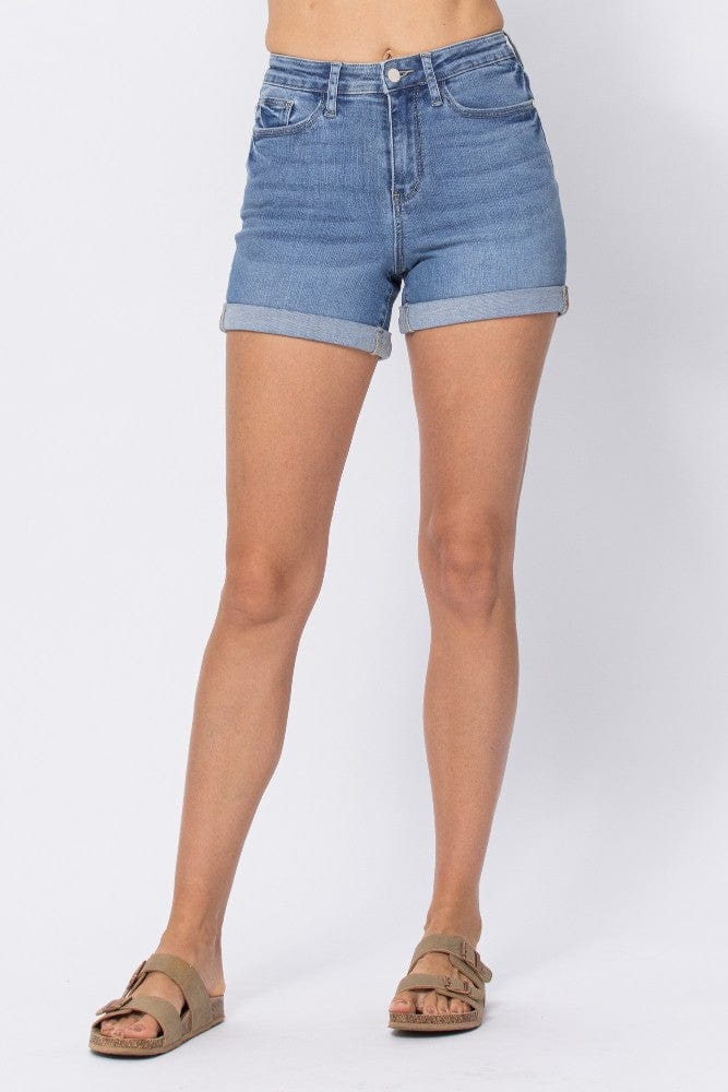 Judy Blue Bottoms Hi Rise Open Seam Cuffed Shorts