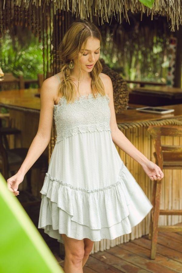 Listicle Clothing Dress TEXTURED RUFFLE SLEEVELESS DRESS