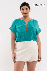 Blu Pepper Shirts & Tops Curve On the Cuff Top